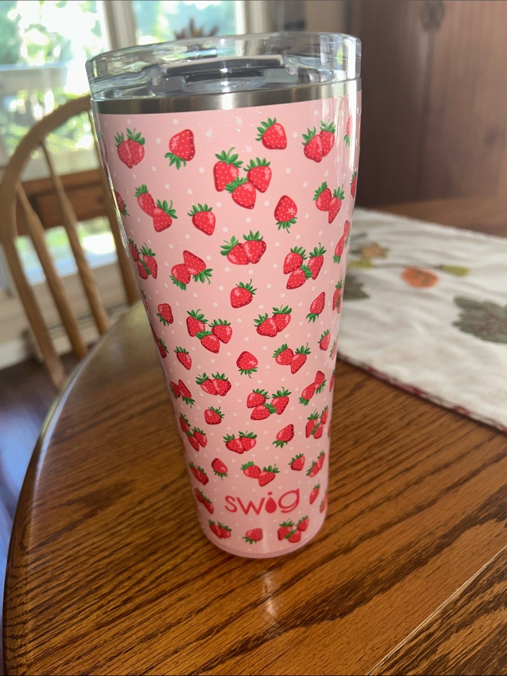 Pink Strawberry Stainless Tumbler by Swig